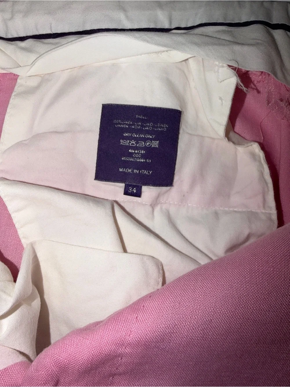 Ralph Lauren Purple Label Pink Straight-Leg Linen Dress Pants